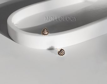 Dainty Black Onyx Heart Stud Earrings: 14K Gold Filled