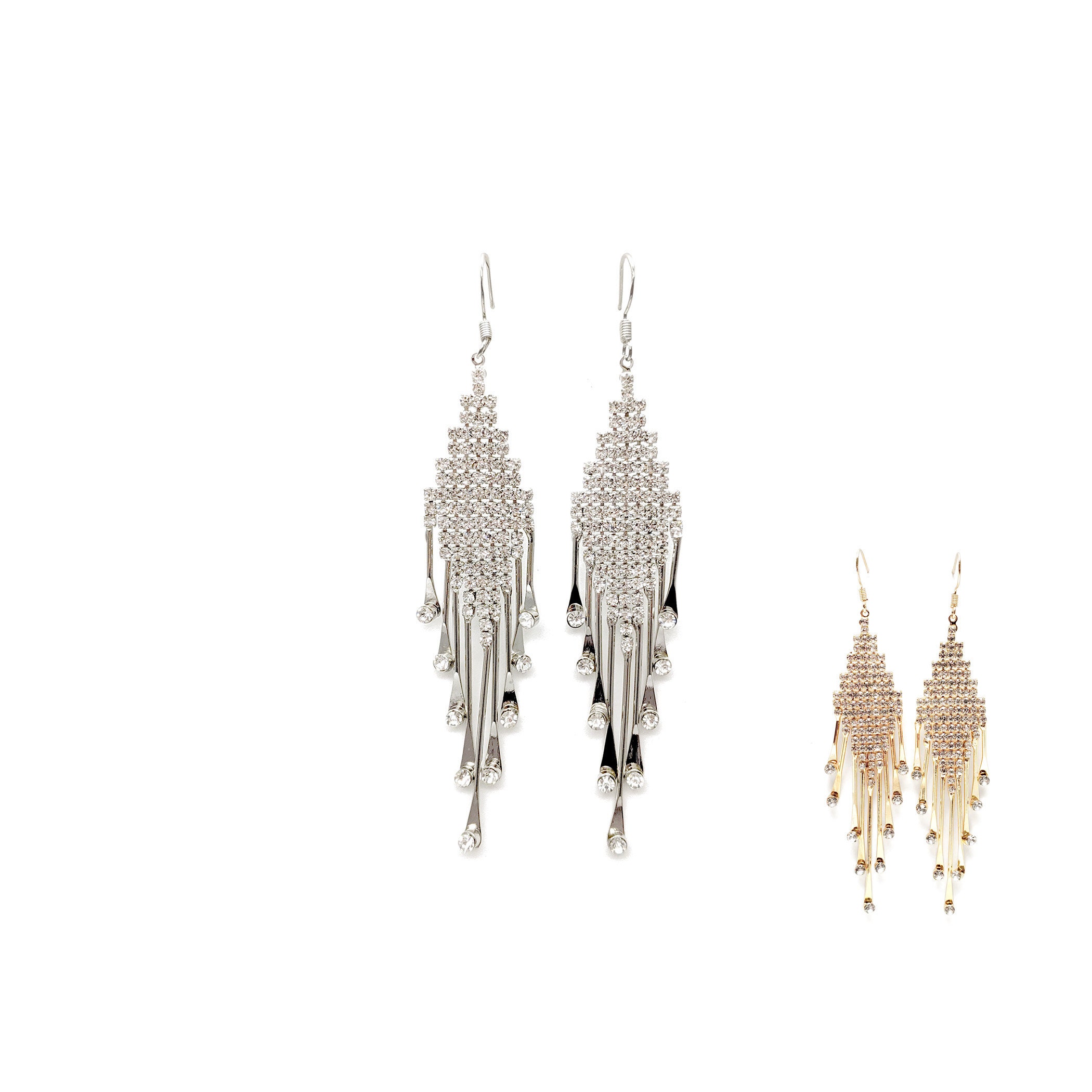 thumbnail image 2 of Mecresh Slver Rhnestone Crystal Brdal Chandeler Long Tassels Dangle... 2 of 14
