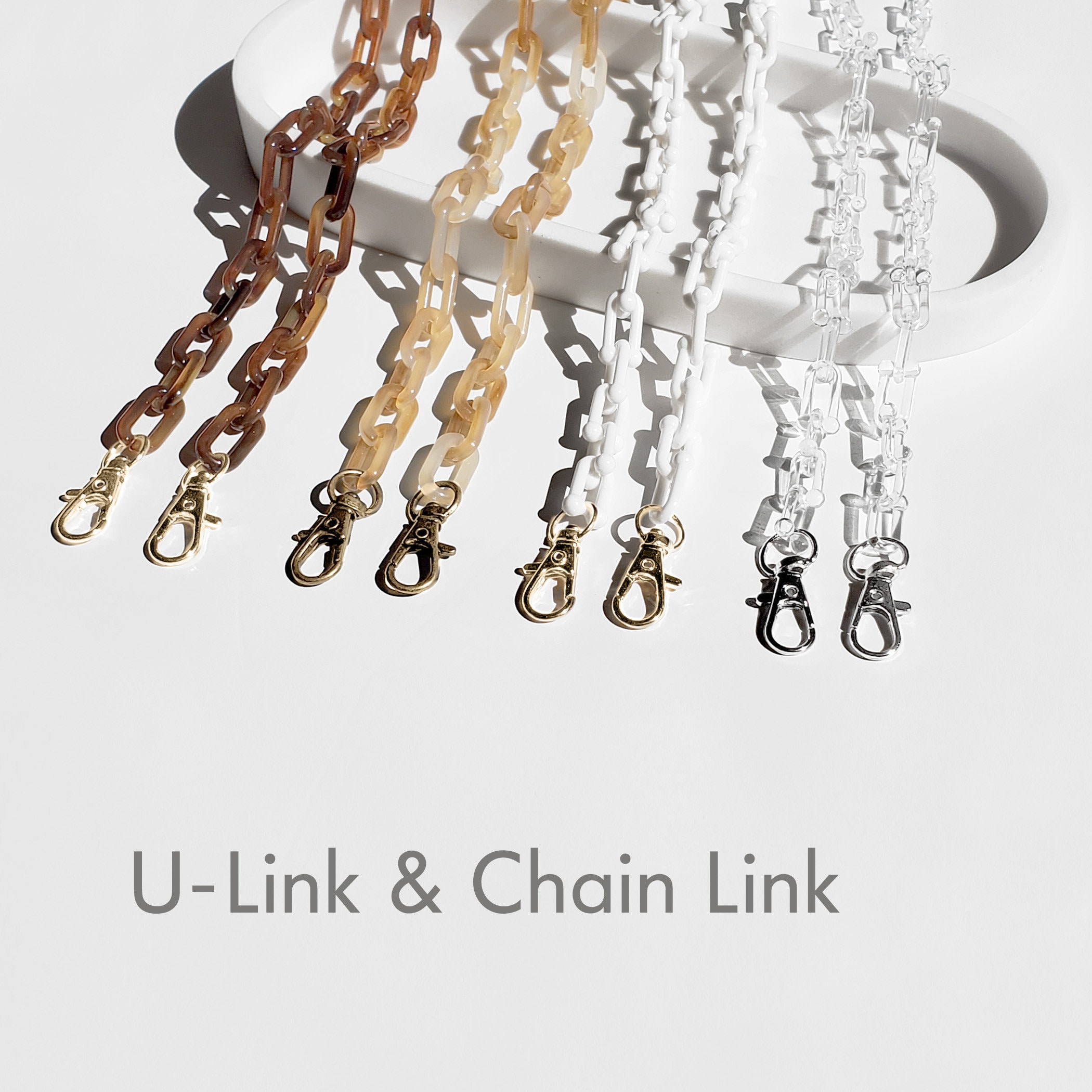 Acrylic Glasses Chain Lanyard: Tortoise Shell, Clear Link Chain Necklace