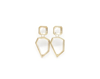 Clear Acrylic Dangle Earrings: Gold Geometric Statement Earrings