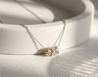 Beaded Necklace, Gold Charm Necklace, Dainty CZ Necklace, Choker Necklace, Pendant Necklace, Minimalist Layering Necklace, Wedding Gift