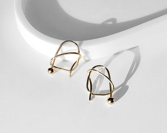 Dainty Gold Earrings, Simple Earrings, Everyday Earrings, Music Earrings, Wire Gold Earring, Geometric Earring, Gold Ball Earring, Gold Hoop
