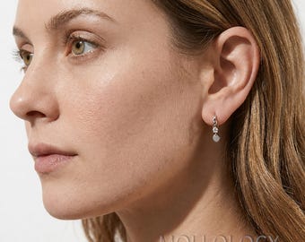 Tiny Crystal Huggie Hoop Earrings, 925 Sterling Silver, Dainty CZ Drop Earrings, Minimalist Ear Stack Jewelry Gift, Birthday Gift