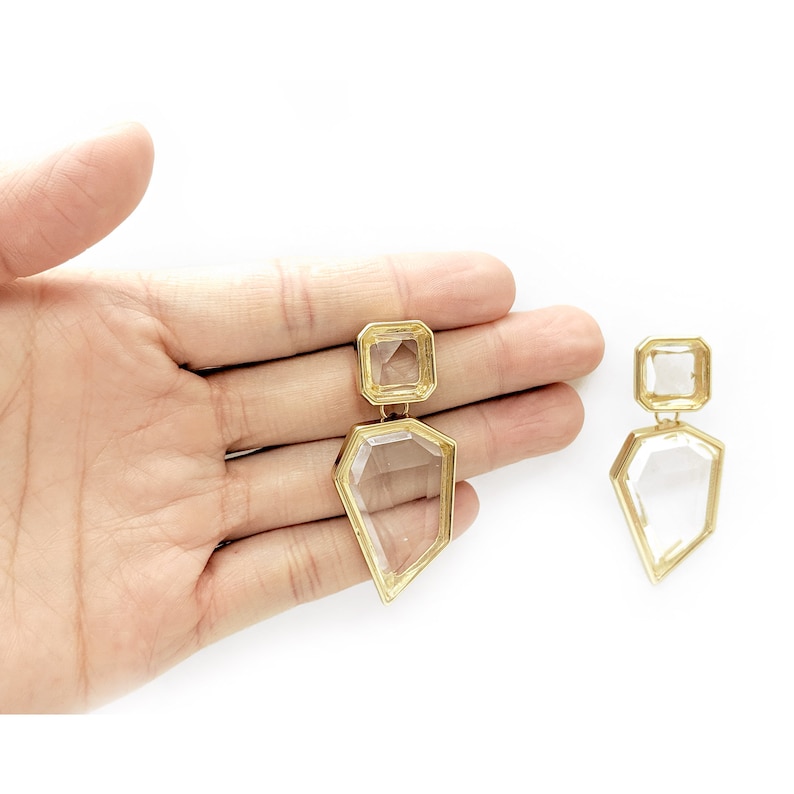 Clear Earrings Clear Lucite Earrings Irregular Acrylic Etsy