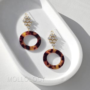 Boucles d'oreilles Art déco en écaille de tortue, boucles d'oreilles pendantes vintage, bijoux de mariage délicats