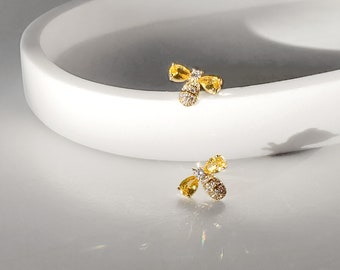 アクセサリー Bijou de M Petit Honeybee Earring 14k Diamond Bee Earrings, Bumblebee, Small Diamond Earrings