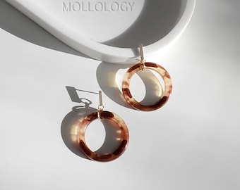 Tortoiseshell Hoop Earrings, Gold Bar Stud Dangle Earrings, Acrylic Circle Drop Earrings, Resin Ring Earrings, Boho Jewelry Gift for Her