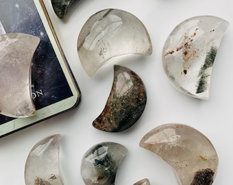Garden Quartz moon shaped crystal