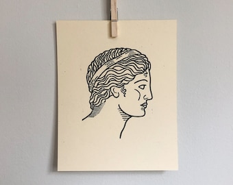 Portret boga Apolla, linoryt