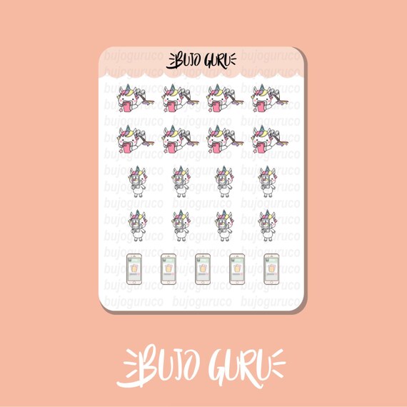 Unicorn Phone Call Facetime Stickers Bullet Journal Etsy