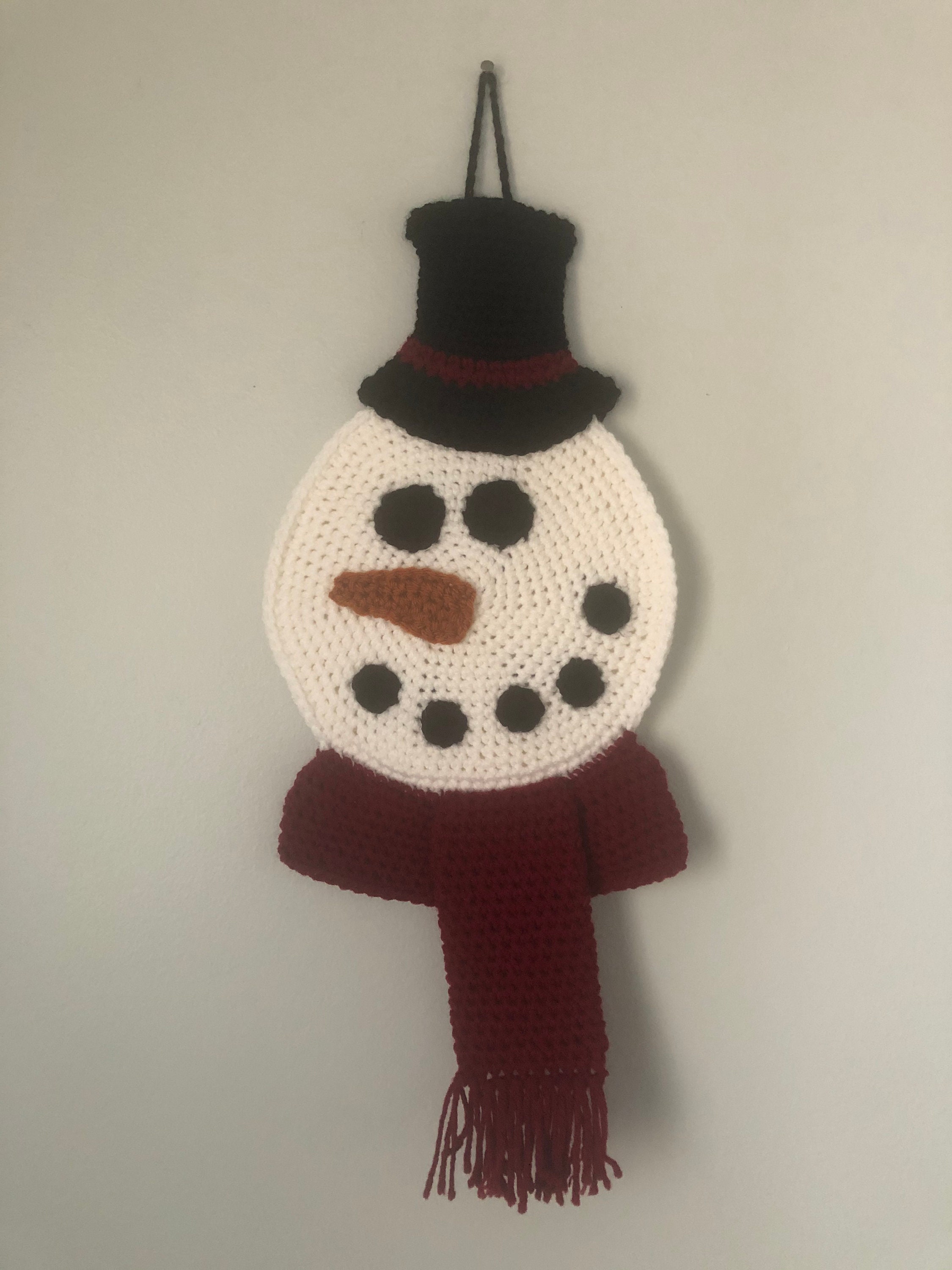 Snowman Wall Hanging Decoration Crochet Christmas Xmas Holiday Etsy