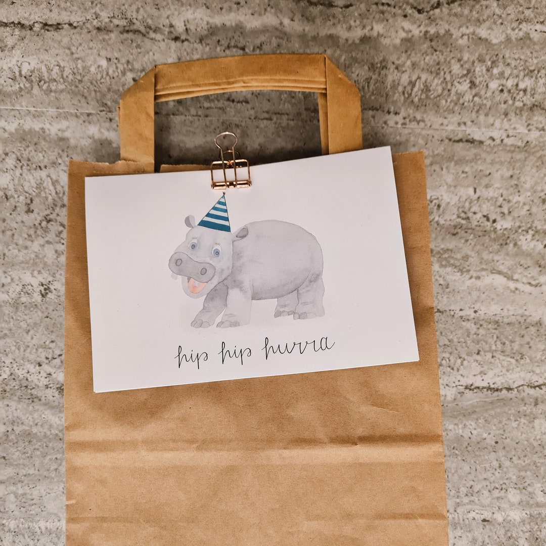 Birthday Card hip Hip Hooray Hippopotamus DIN A6 Folded Card - Etsy