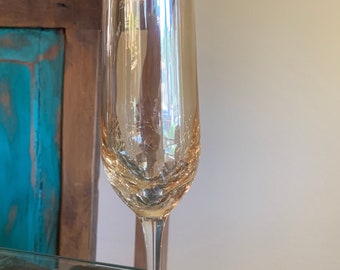 Pier 1 Amber Crackle (Golden Luster) Champagne Flute