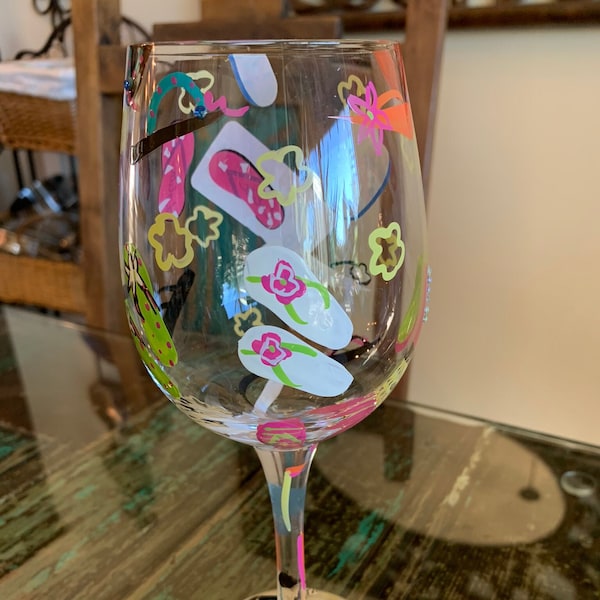 Lolita Love My Wine "Flip Flop" Wine Glass/Santa Barbara Design