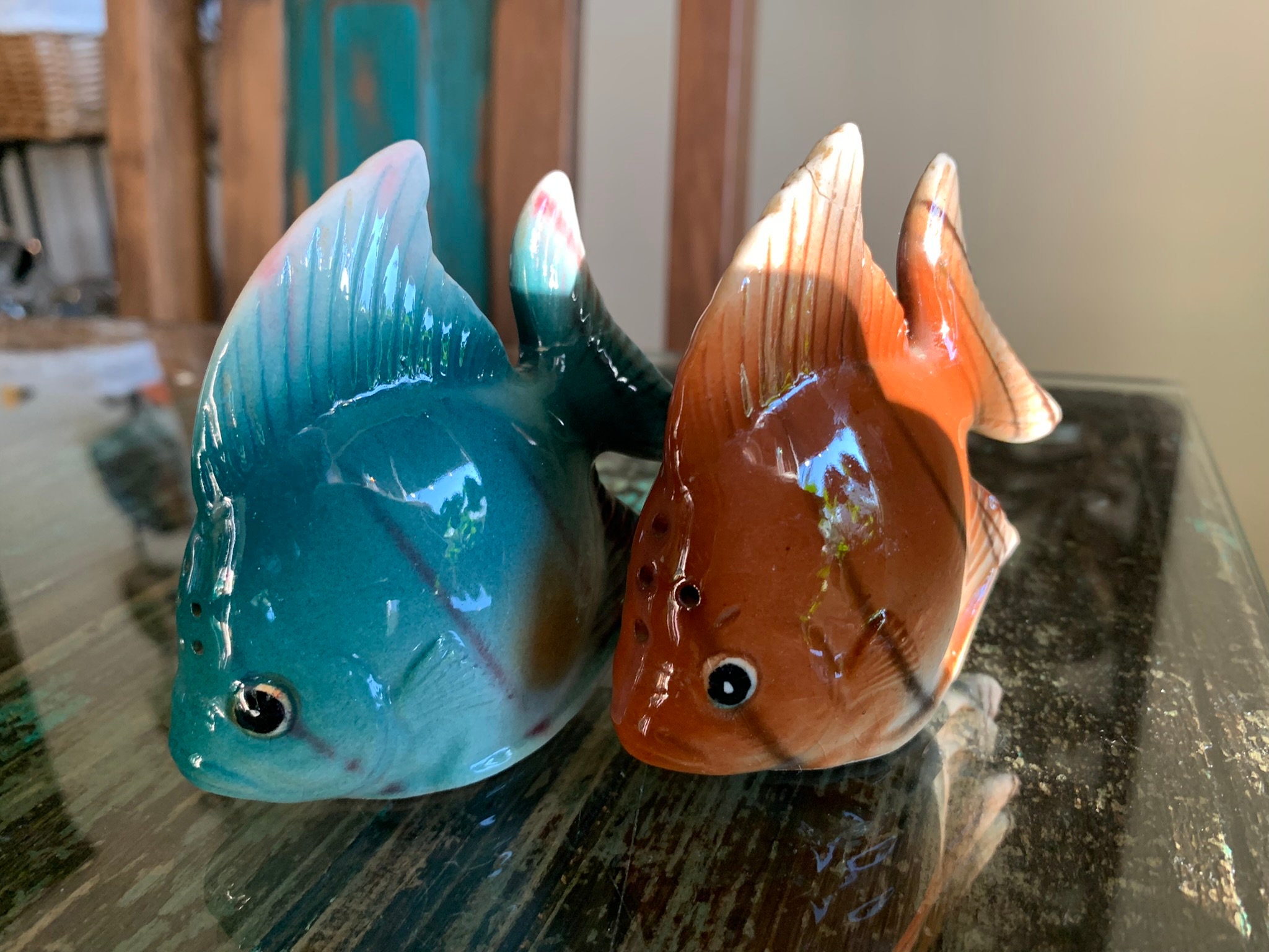 Angel Fish Magnetic Ceremic Salt and Pepper Shakers 