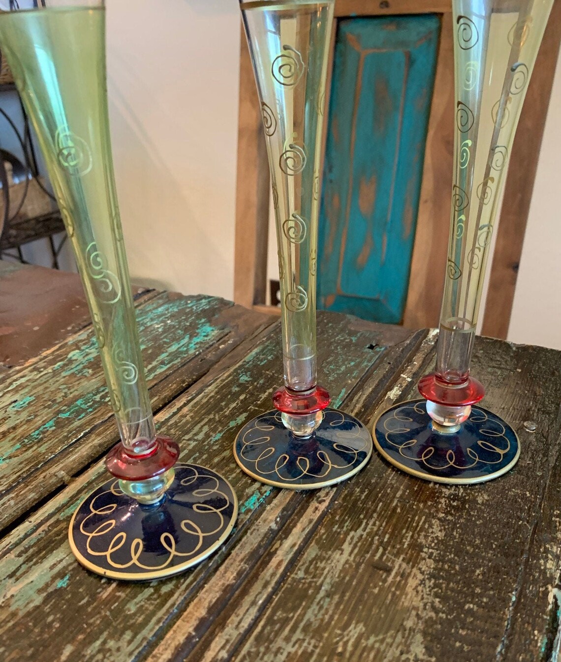 Collection of Pier One Romanian Glasses/Harlequin/Festive Etsy
