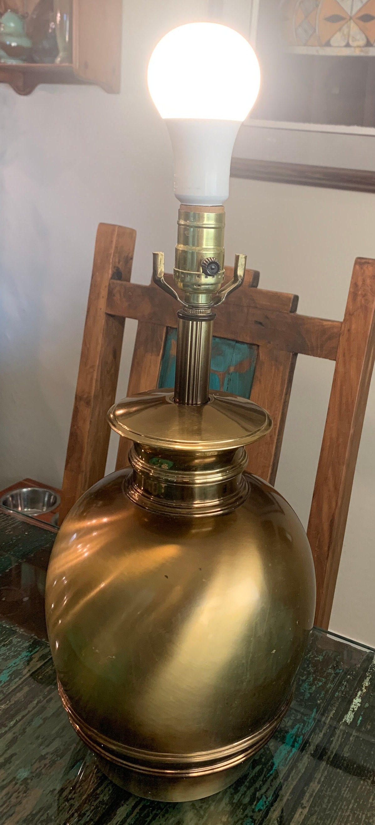 【極美品】 ACME furniture SOLID BRASS LAMP Vintage Mid Century Solid Brass Table Lamp | Chairish