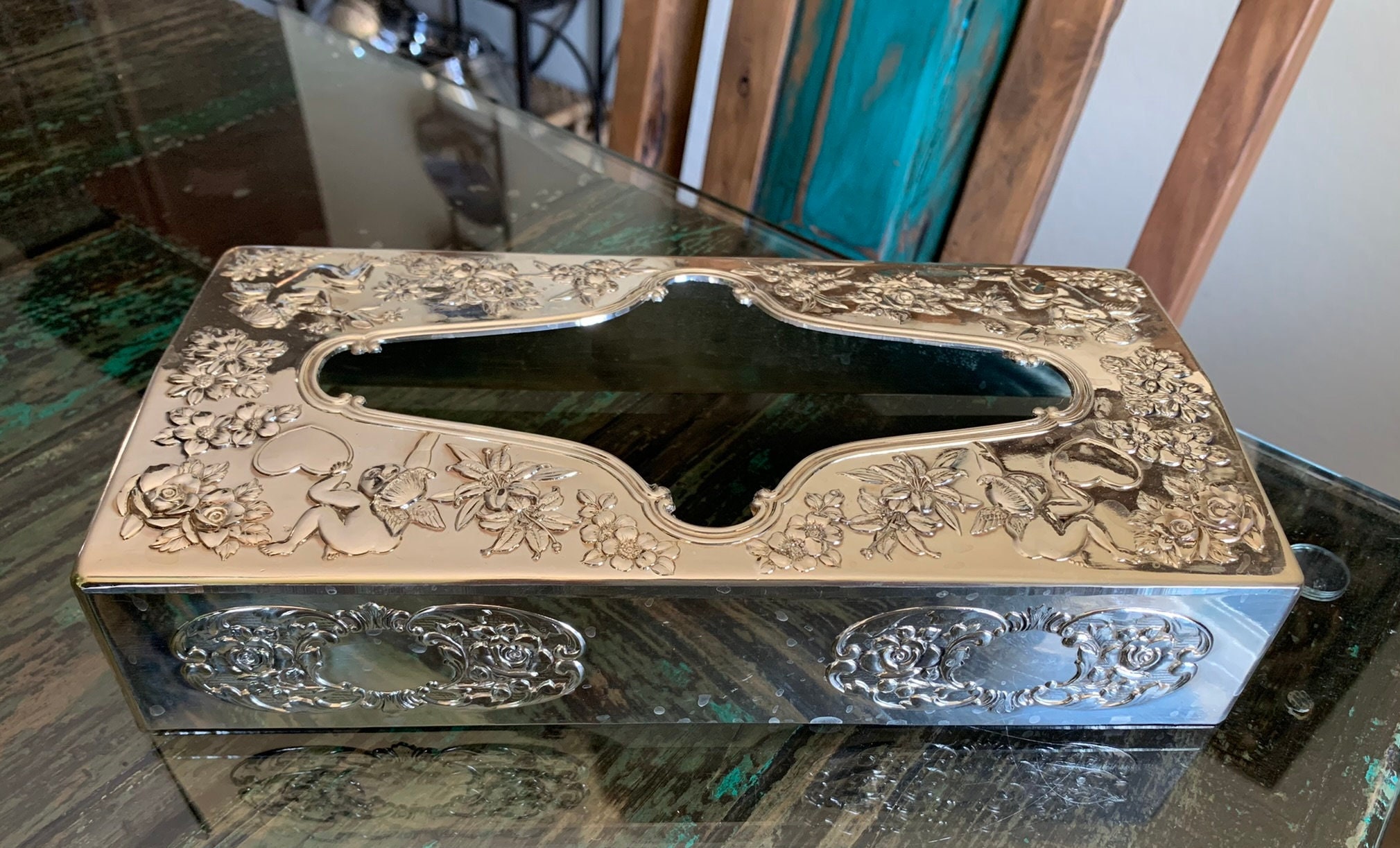 Silver tissue box sale