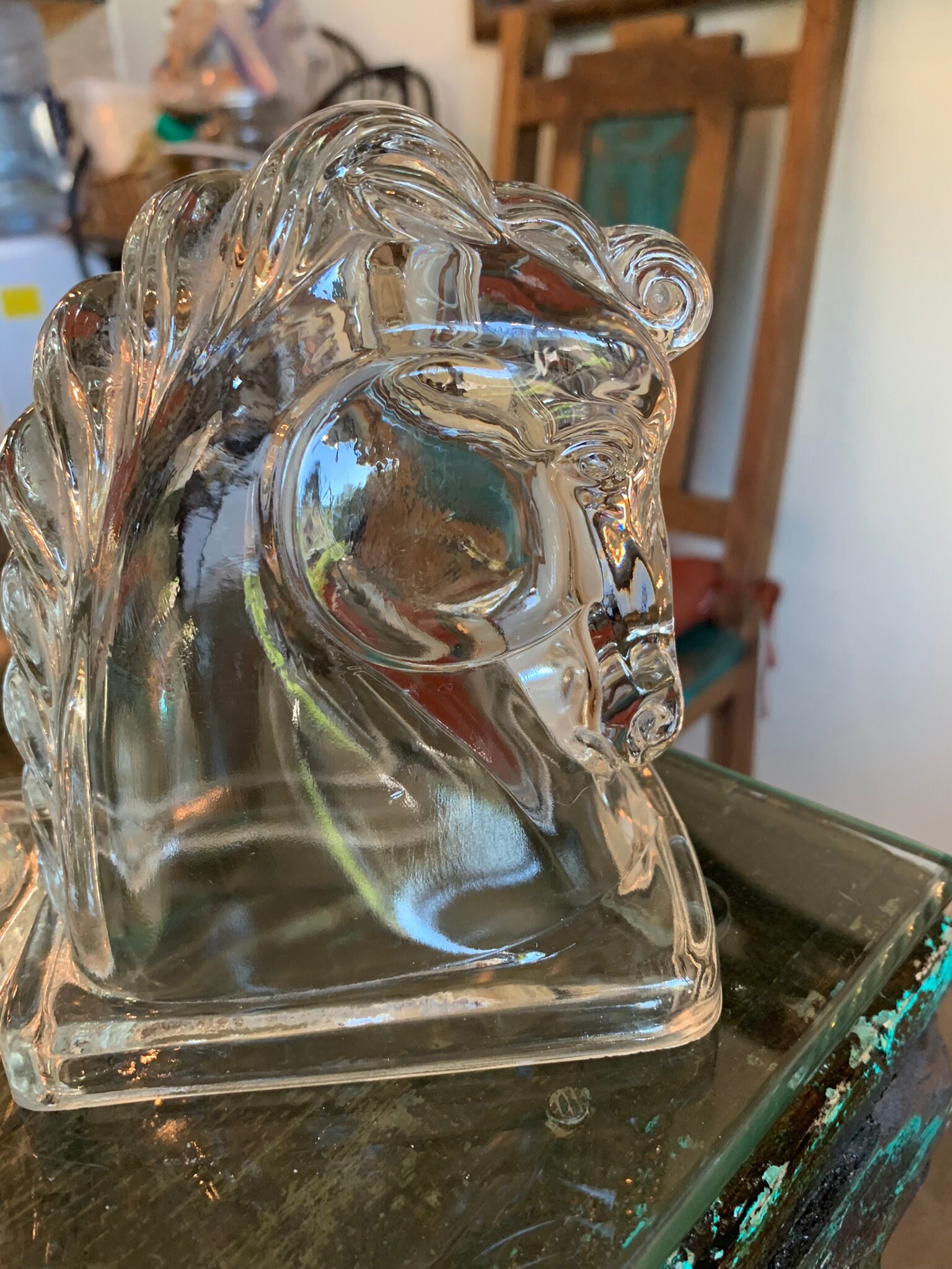 Vintage Art Deco Glass Horse Head Bookends/equine Lovers Book Etsy