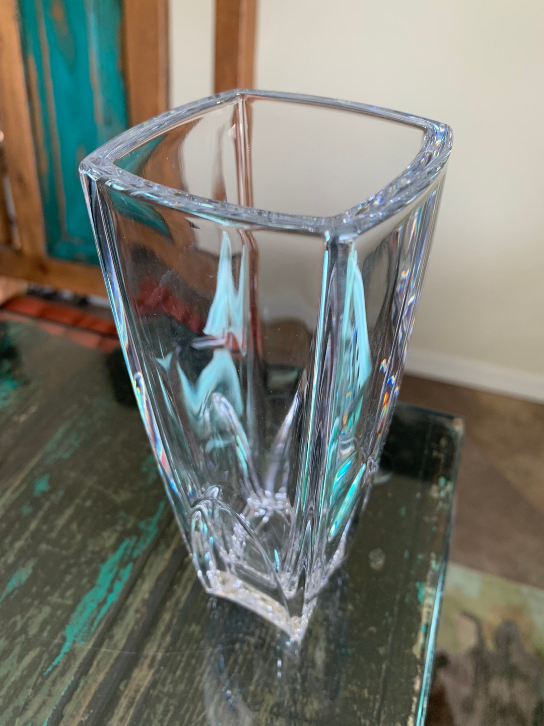 Vera Wang Wedgwood Crystal Clear Square Vase/wedgewood Vase Etsy