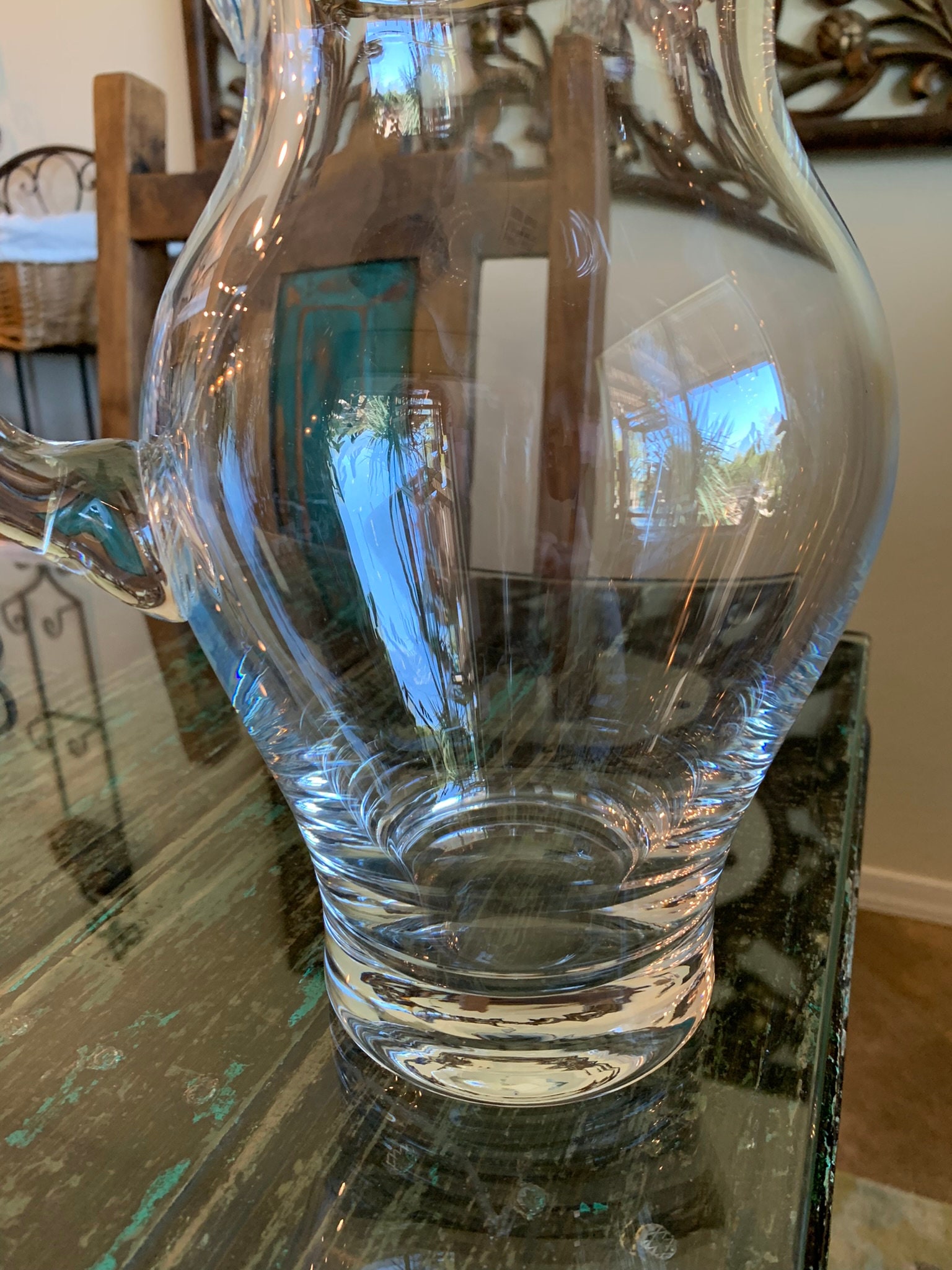 Beautiful Block Glass Pitcher/ Polish Crystal Pitcher/Block Poland Full Lead Crystal Pitcher