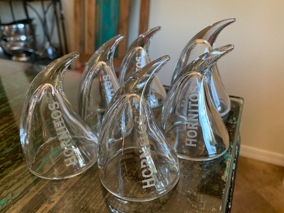 Set of Six Hornitos Tequila Horns up Clear Devil Horn /etched Etsy