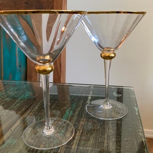 Stainless Steel Martini Glass, Set of 2 Light Gold