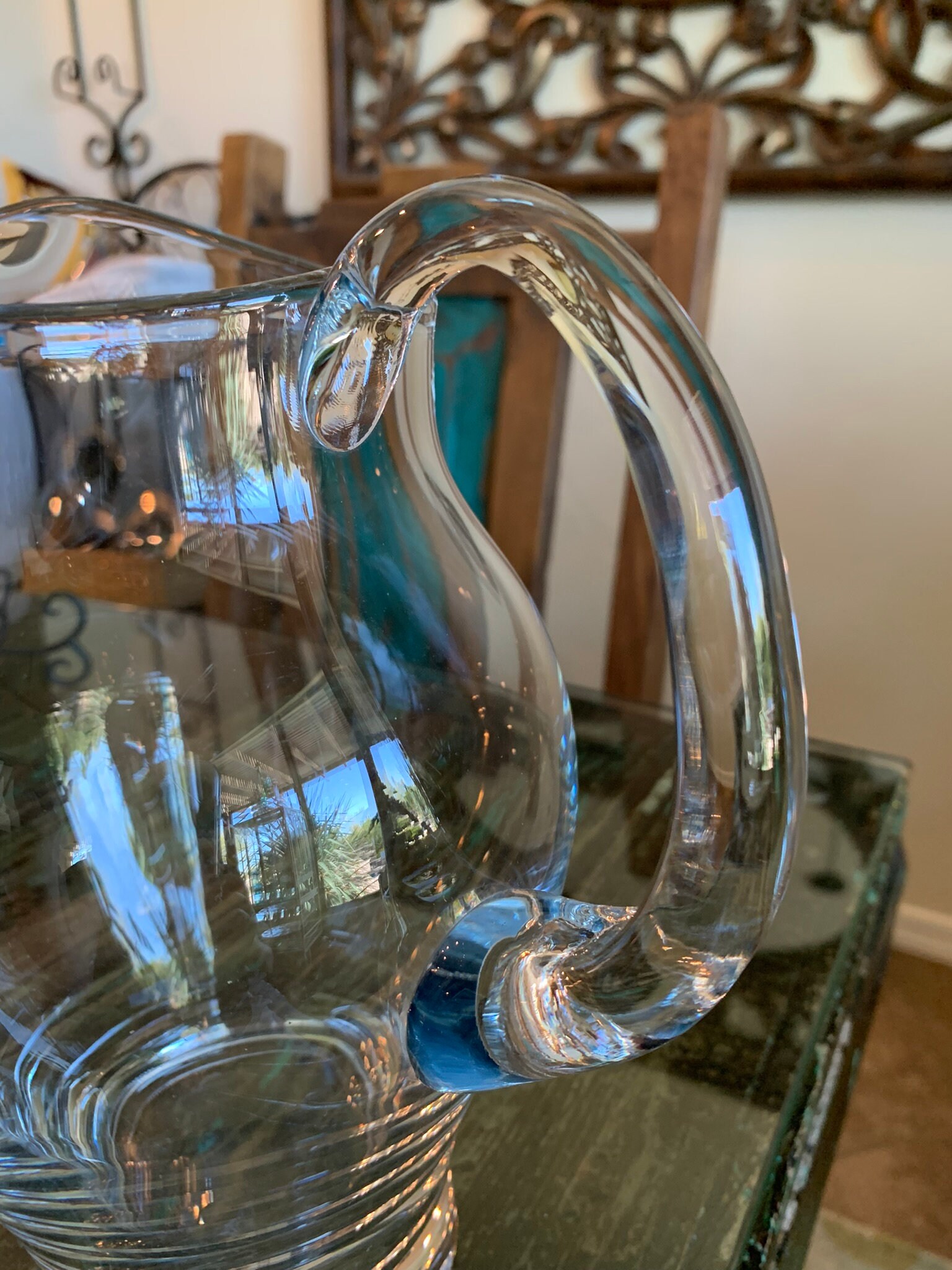 Beautiful Block Glass Pitcher/ Polish Crystal Pitcher/Block Poland Full Lead Crystal Pitcher