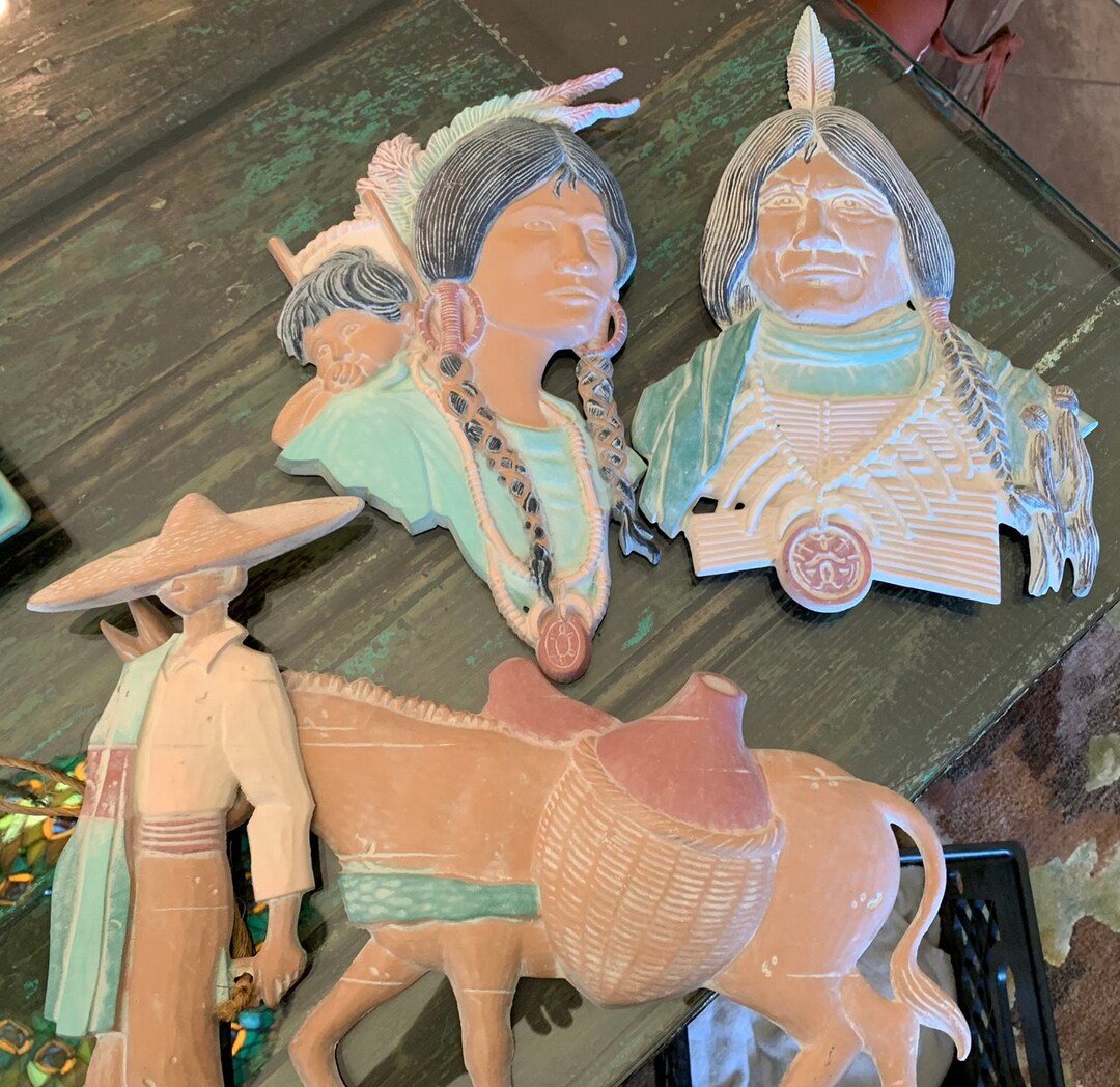Vintage Sexton Southwestern Farmer With Mule/indian Women/indian Man
