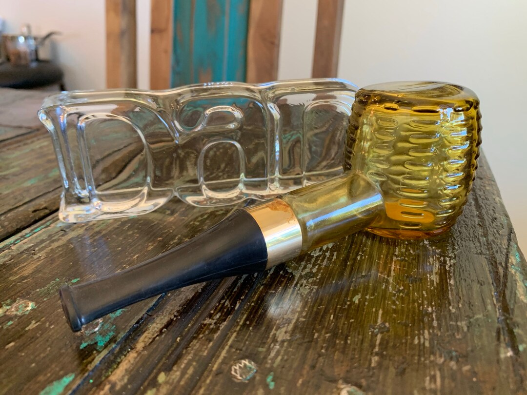 Vintage Avon Corn Cob Pipe and Dad Glass Sculpturepaperweight Etsy
