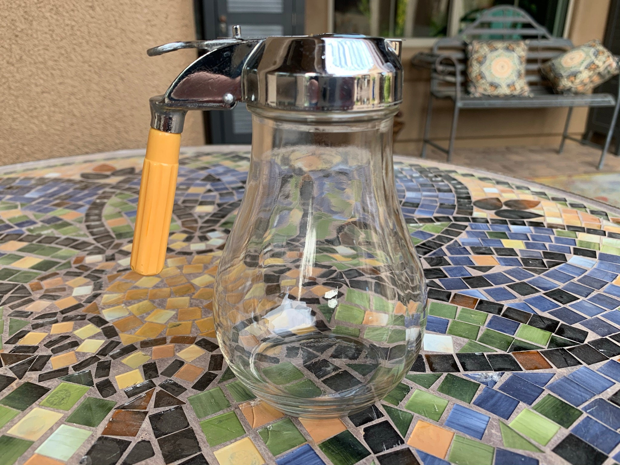 Dripcut Syrup Sugar Dispenser/yellow Bakelite Handle Etsy