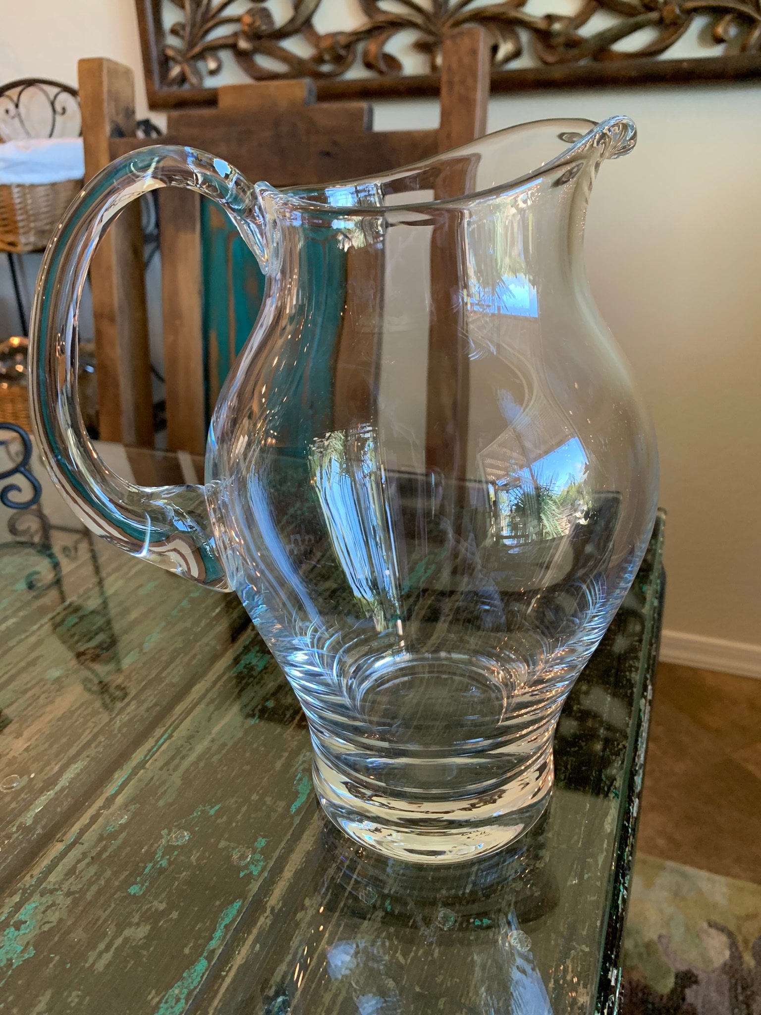 Beautiful Block Glass Pitcher/ Polish Crystal Pitcher/Block Poland Full Lead Crystal Pitcher