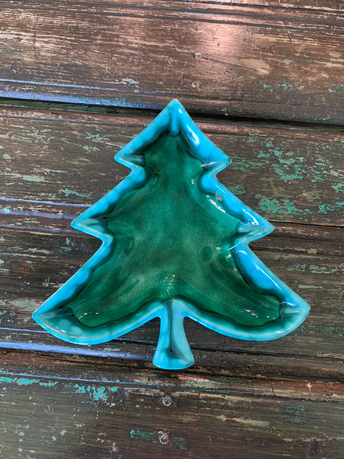 Vintage Green Ceramic Christmas Tree Shaped Plate Etsy.de