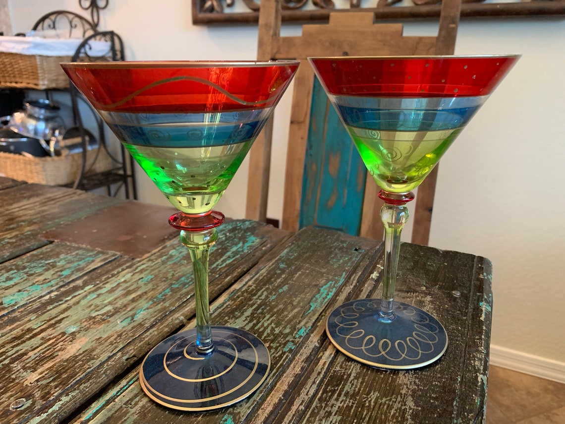 Collection of Pier One Romanian Glasses/Harlequin/Festive Etsy