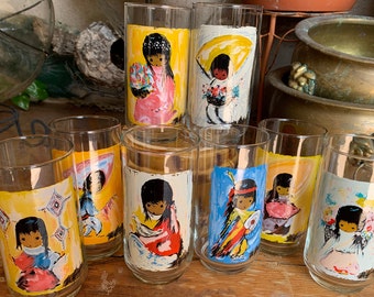 Ted deGrazia &quot;Children of the Southwest&quot; collection. 1970&#39;s/Libbey De Grazia Tumblers /Sold Separately