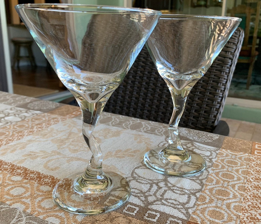 Libbey Zcrooked Stem Clear Martini Glasses/ Set of Two Etsy