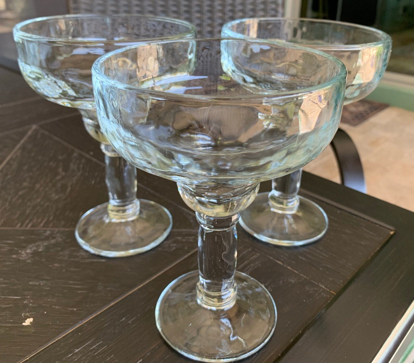 Set of Three Clear Heavy Margarita Glasses/Clear Textured Etsy