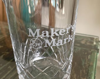 Maker's Mark bourbon crystal cocktail mixing glass or pitcher.