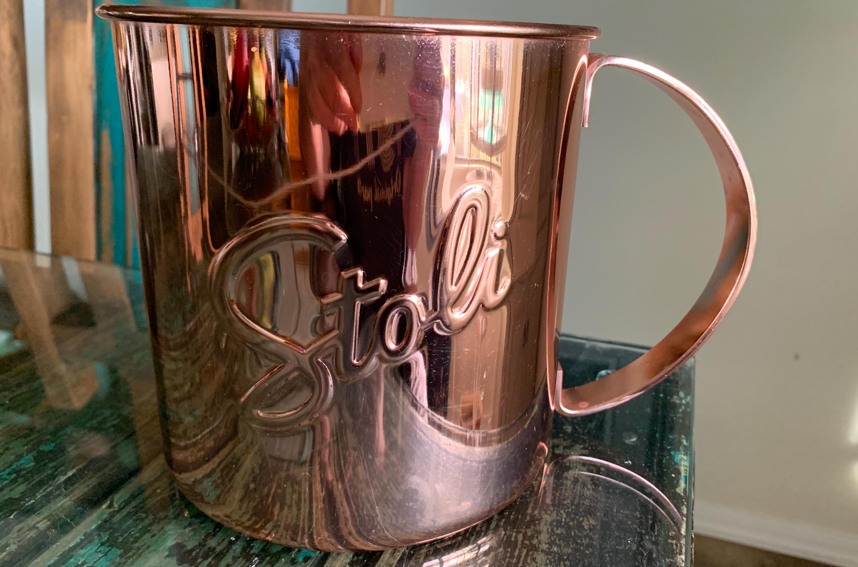 Stoli Stolichnaya Vodka X Large Copper Mug/ice Bucket With Handle