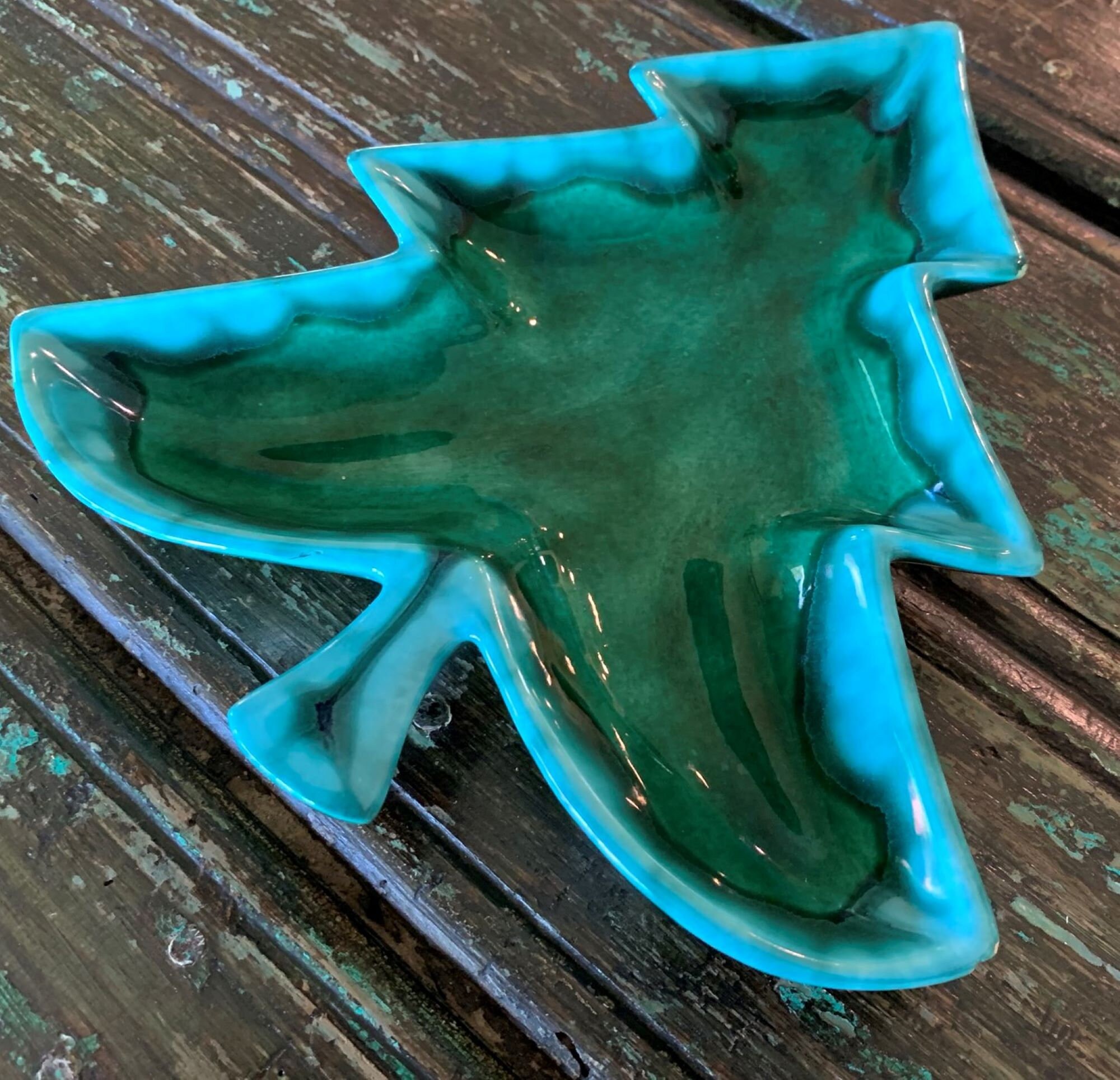 Green Ceramic Christmas Tree Shaped Plate Etsy