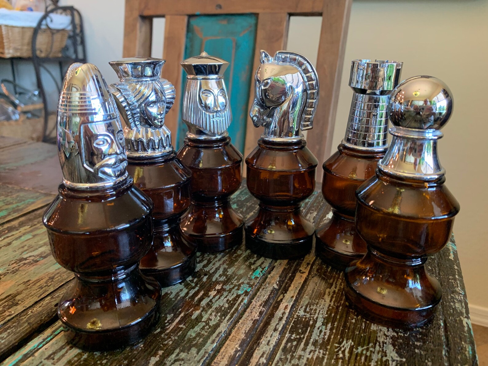 Set of Six Avon Chess Piece Aftershave/cologne Bottles Etsy