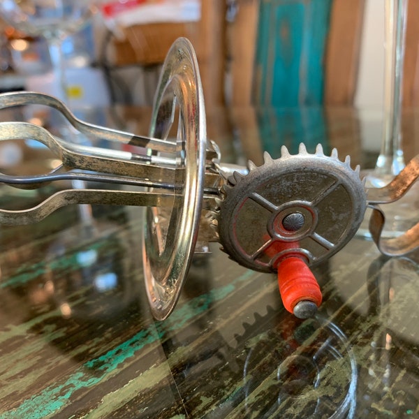 Vintage Red wood handle mixer/Betty Taplin Beater