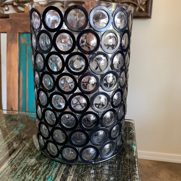 Hurricane Glass and Metal Candle Holder Etsy