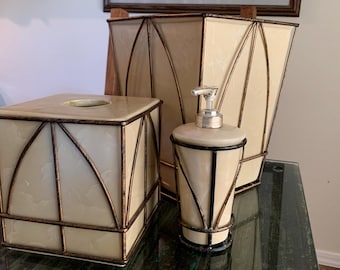 India Ink Laguna Natural Marble Vanity Set/Vintage Marble Bathroom Decor