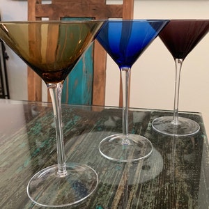Crystal Martini Glasses Colored - Set of 4 - Stemmed Multi-Color Glass,  Great for all Drink Types an…See more Crystal Martini Glasses Colored - Set  of