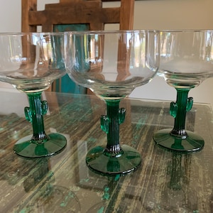 Three  Margarita Glass Cactus by LIBBEY GLASS COMPANY