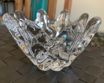 Daum France Orion Signed Crystal Free Form Vase/ MCM French Daum Crystal Vase
