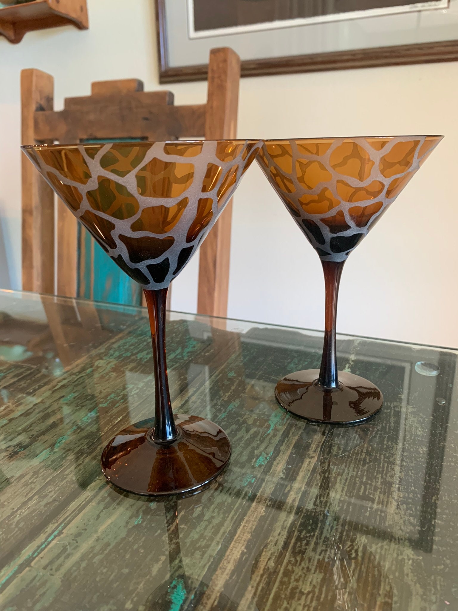 Martini Glass | Gold Leopard - Set of 4