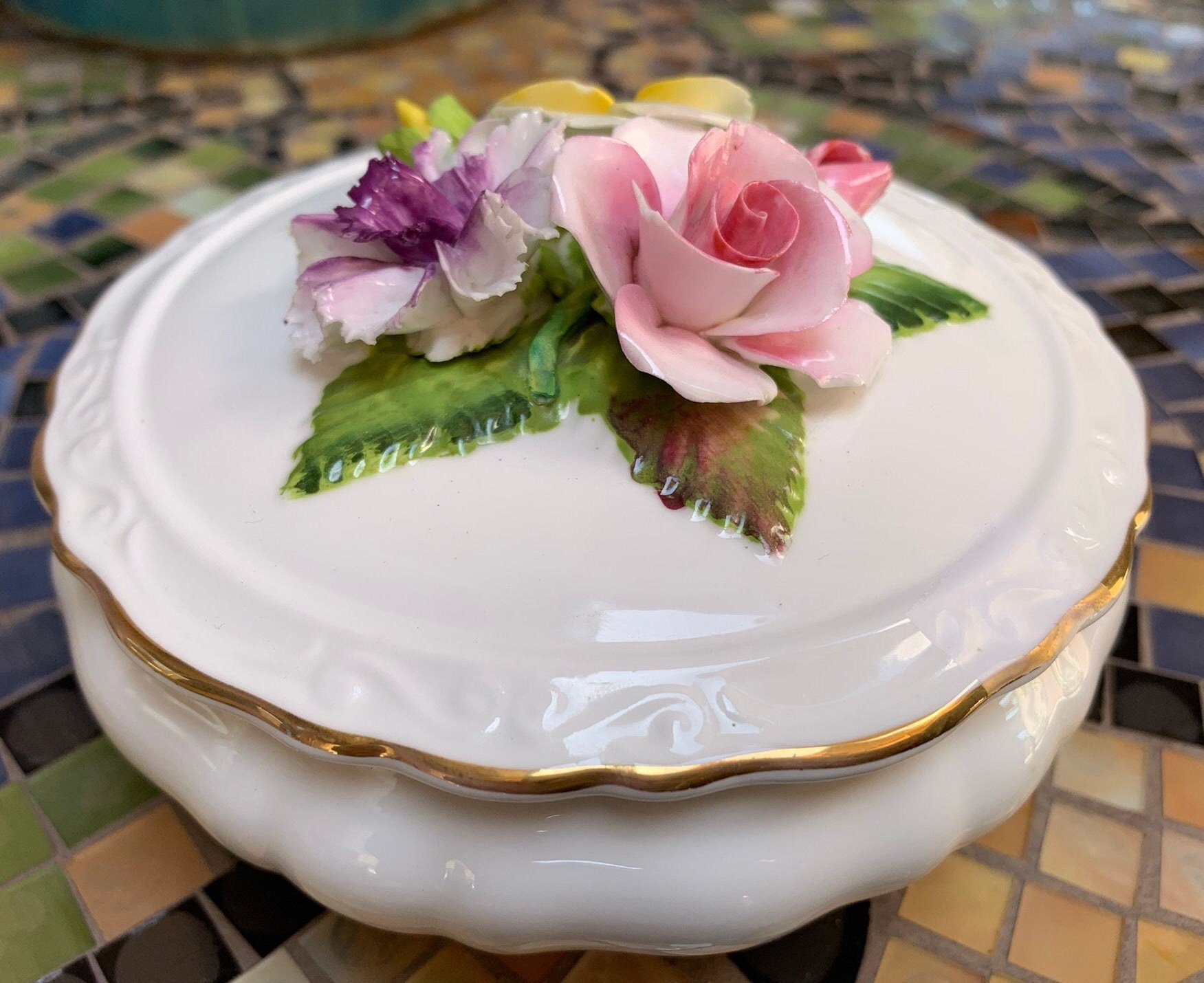 Beautiful Coalport Bone China Trinket Box/english China Flower Etsy