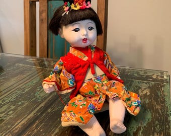 Rare Antique Japanese Hina Dolls Set – Emperor & Empress Pair With